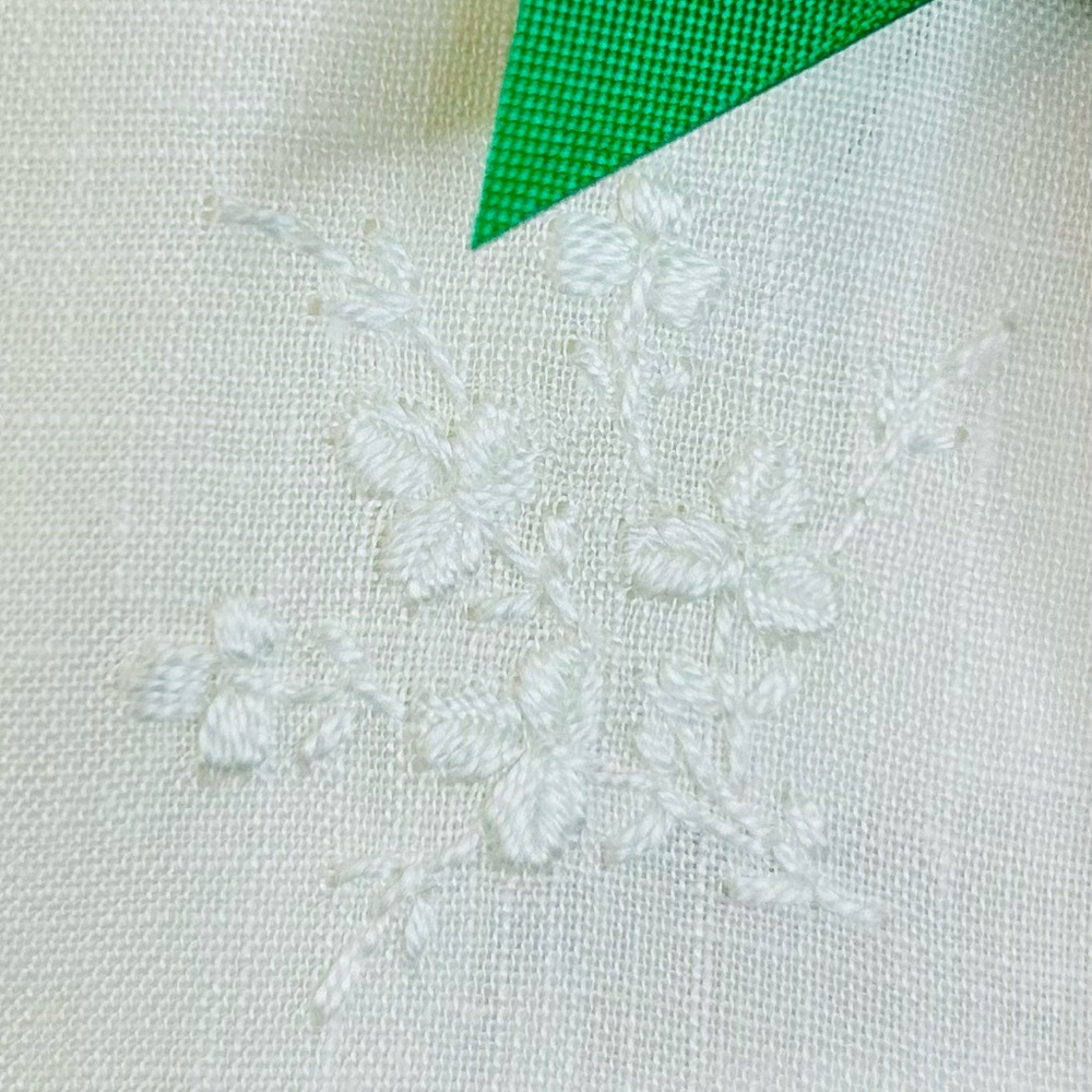 Vintage Irish Linen Embroidered White Handkerchief, New in Box - Picture 7 of 12